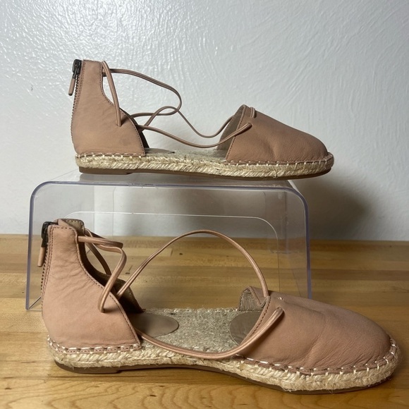 Eileen Fisher Lace Elastic Criss Cross Straps Leather Espadrille Blush Pink Sz 5 - Picture 2 of 10